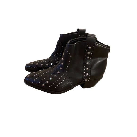 Sam Edelman Booties Womens Size 6W Black Studded Western Biker - Picture 7 of 7